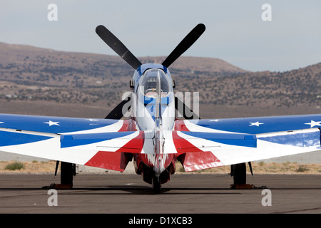 P - 51D Mustang "Miss America" sitzt auf dem Rollfeld während der 2012 Reno National Championship Air Races in Stead Field in Nevada. Stockfoto