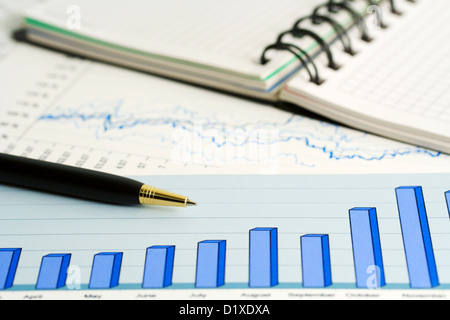 Grafiken und Diagramme Finanzanalyse Stockfoto