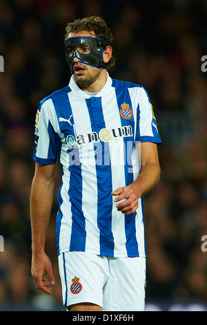 Stuani (RCD Espanyol), während La Liga Fußballspiel zwischen FC Barcelona und RCD Espanyol, im Camp Nou in Barcelona, Spanien, Sonntag, 6. Januar 2013. Foto: S.Lau Stockfoto