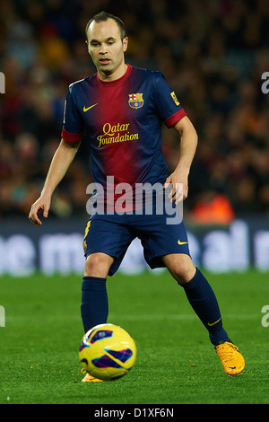 Andres Iniesta (FC Barcelona), während La Liga Fußballspiel zwischen FC Barcelona und RCD Espanyol, im Camp Nou in Barcelona, Spanien, Sonntag, 6. Januar 2013. Foto: S.Lau Stockfoto