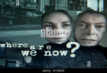 8. Januar 2013, London UK. Britische Rock-Sängerin, die David Bowie an seinem 66. Geburtstag die Veröffentlichung seiner ersten single in 10 Jahren kündigt "where are we now" auf i tunes mit einem Album "The nächsten Day" am 12. März folgen Stockfoto