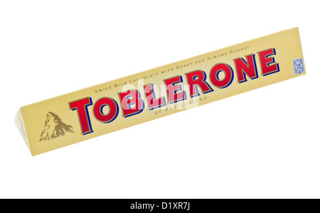 Toblerone Chocolate Bar auf weißem Hintergrund Stockfoto