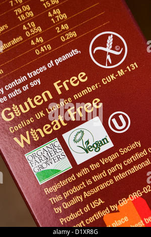 Essen-Symbole auf der Seite ein Getreide-Paket. Stockfoto