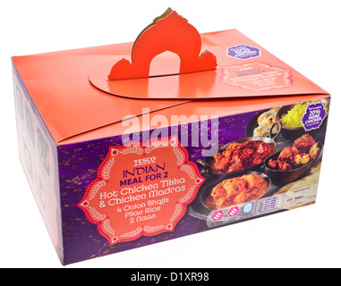 Tesco Indian Take Away Mahlzeit für zwei Personen. Stockfoto