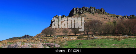 Sommer-Blick auf die Felsformationen der Schaben Felsen, Staffordshire, England, UK Stockfoto