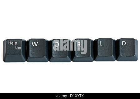 Tasten auf der Tastatur bilden "Hilfe die Welt" Stockfoto