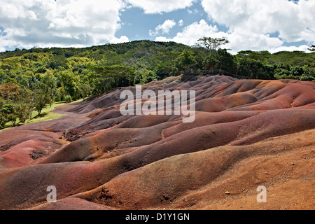 Sieben farbige Erden nahe Chamarel, Mauritius, Indischer Ozean, Afrika Stockfoto