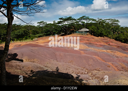 Sieben farbige Erden nahe Chamarel, Mauritius, Indischer Ozean, Afrika Stockfoto
