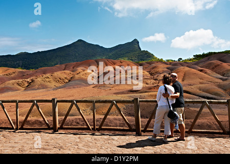 Sieben farbige Erden nahe Chamarel, Mauritius, Indischer Ozean, Afrika Stockfoto