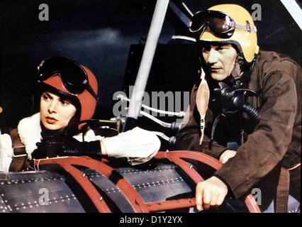 Duesenjaeger Jet Pilot Janet Leigh, John Wayne Colonel Shannon (John Wayne) ist Erstaunt, in Dem Russischen Duesenjaeger, der Stockfoto