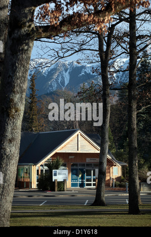 Das Empfangsgebäude zu den Thermalbädern von Hanmer Springs, Südinsel, Neuseeland Stockfoto