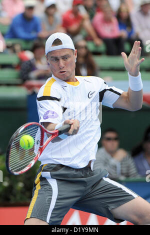 09.01.2013 Melbourne, Australien. Lleyton Hewitt von Australien in Aktion in seinem Match während der AAMI Classic Tennis von Kooyong Lawn Tennis Club. Stockfoto