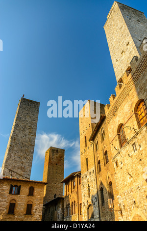 Blick auf San Gimignano - mittelalterliche Stadt der Toskana towers Stockfoto