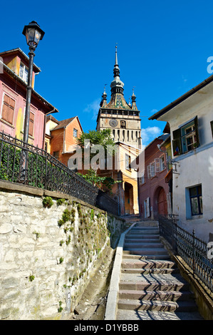 Mittelalterlichen Uhrturm & Tor von Sighisoara/Schäßburg sächsischen befestigte mittelalterliche Zitadelle, Siebenbürgen, Rumänien Stockfoto