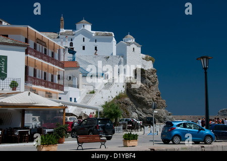 Skopelos-Stadt am Meer Stockfoto