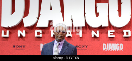 US-amerikanischer Schauspieler Samuel kommt für die Premiere des neuen Films "Django Unchained" Cinestar-Kinos in Berlin, Deutschland, 8. Januar 2013. Der Film sollte in den deutschen Kinos am 17. Januar 2013 veröffentlicht werden. FOTO: BRITTA PEDERSEN Stockfoto