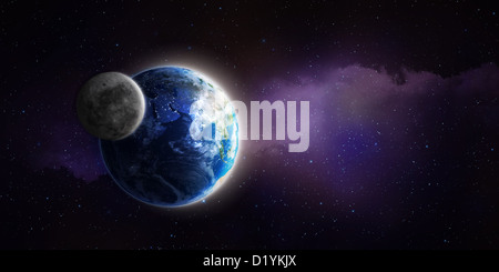 Der Mond und die Erde Stockfoto
