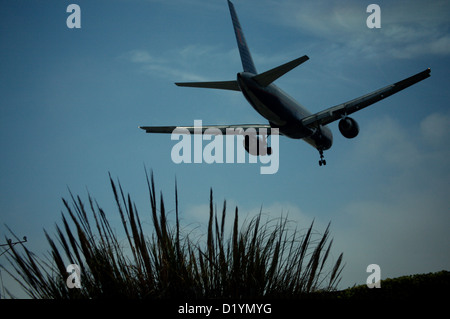 Flugzeug kommt zur Landung Stockfoto