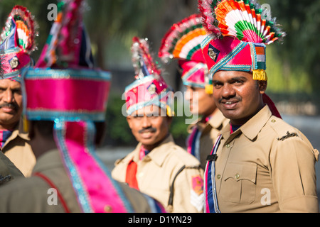 Zeremonielle Garde in Andhra Pradesh Bhavan in Delhi, Indien Stockfoto