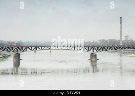 Fusse Brücke über den Fluss virtueller, Warschau, Polen. Stockfoto