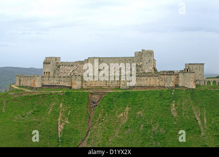 Krak des Chevaliers (Syrien), erhalten eine der besten mittelalterliche Burgen in der Welt, gebaut von Kreuzfahrern Stockfoto