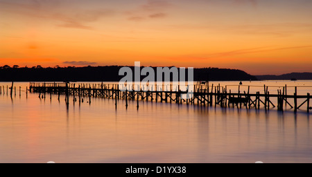 Blick auf Brownsea Island nach Sonnenuntergang Stockfoto