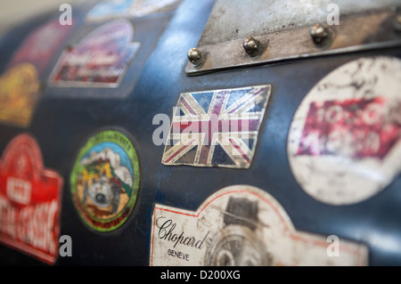 Etiketten auf historischen britischen lagonda Rennwagen Stockfoto