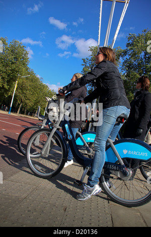 Barclay es Boris Bikes Fahrräder mieten Vermietung mieten London Stockfoto