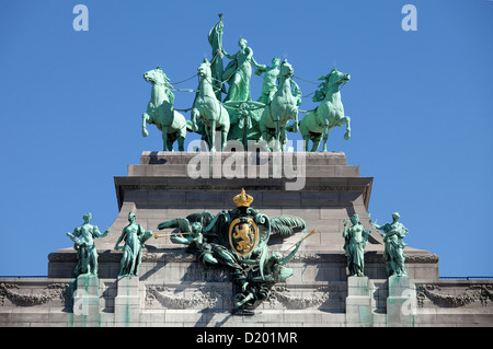 Brüssel, Belgien, die Quadriga auf dem Arc de Triomphe im Cinquantenaire Stockfoto