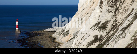 Weißen Kalkstein Kreidefelsen am Beachy Head Ausflugsort in der South Downs National Park, Küste von Sussex, England, UK Stockfoto