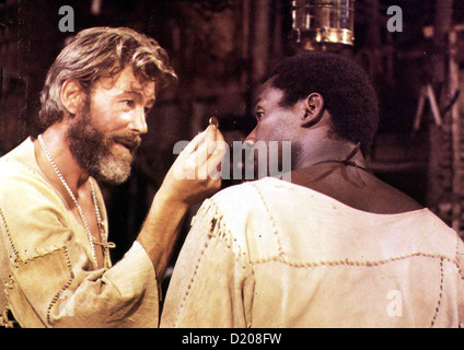 Freitag Und Robinson Freitag Peter O'Toole, Richard Roundtree Robinson Crusoe (Peter O'Toole) Bringt Freitag (Richard Stockfoto