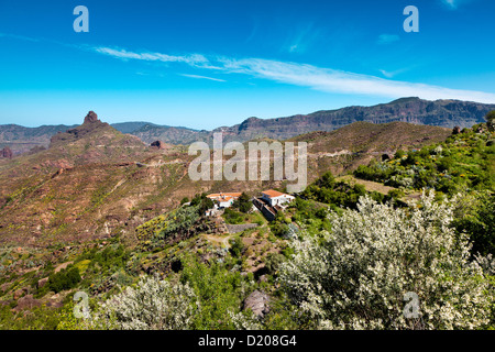 Finca am Fuße des Roque Bentayga, Gran Canaria, Kanarische Inseln, Spanien Stockfoto