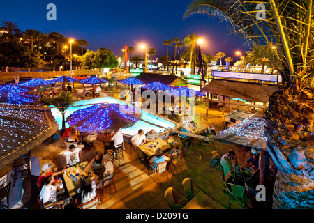 Bar an der Strandpromenade, Playa del Ingles, Gran Canaria, Kanarische Inseln, Spanien Stockfoto