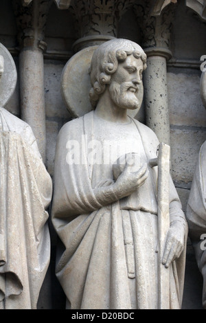 Kathedrale Notre-Dame, Paris, Saint Jude, Weltgericht Portal Stockfoto