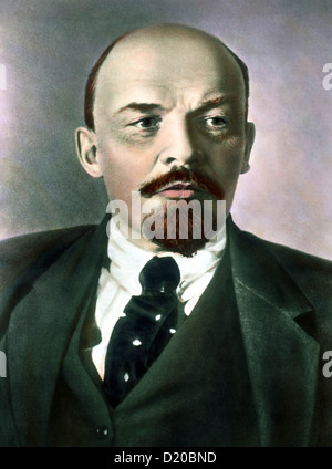Vladimir Ilyich Lenin auf einer Hand farbigen farbig getönte Laterne Folie aus den 1920er Jahren Stockfoto