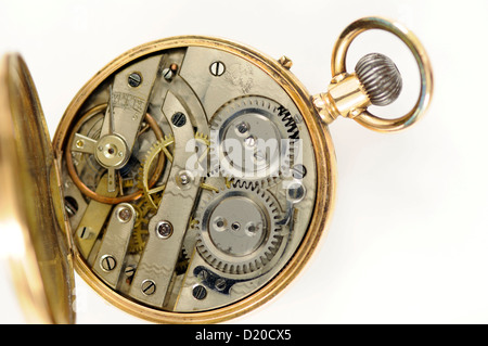 Innere des Gold Taschenuhr Pocket Stockfoto