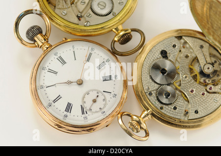 Innere des Gold Taschenuhr Pocket Stockfoto