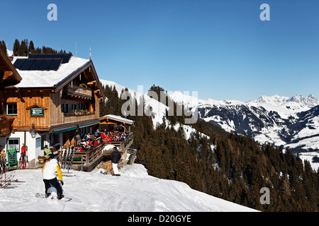 Transhumanz, Hütte, Skifahren, Kitzbühel, Tirol, Österreich Stockfoto