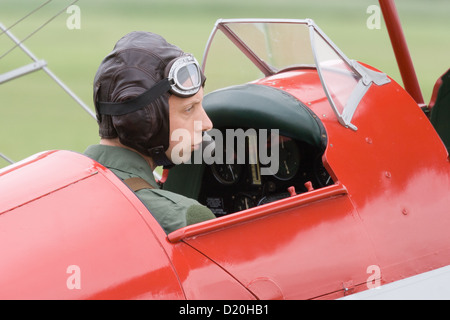Eine männliche Pilot bei Old Warden, Bedfordshire Stockfoto