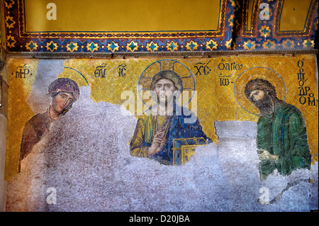 Byzantinischen (Flehen) Mosaik, 1261, in dem die Jungfrau Maria & Johannes der Täufer, Hagia Sophia, Istanbul, Türkei Stockfoto