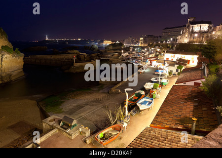 Ansicht des Hafens in den Abend, Port des Pecheurs, Biarritz, Cote Basque, Frankreich, Europa Stockfoto