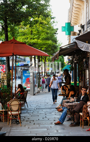 Café in der Rue de Turbigo, Paris, Frankreich, Europa Stockfoto