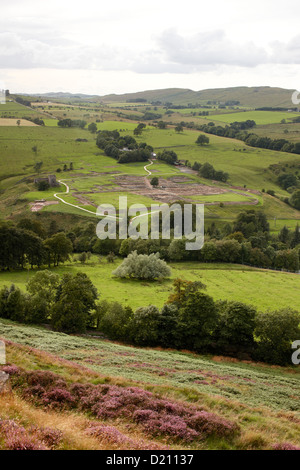 Blick über archäologische Ausgrabungen der Roman Vindolanda Fort, World Heritage Site, Bardon Mill, Hexham, Vindolanda, Northumberl Stockfoto