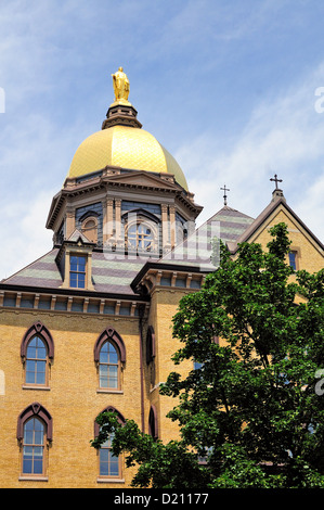 USA Indiana Südschlaufe University of Notre Dame Hauptgebäude goldene Kuppel Stockfoto