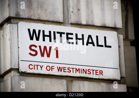 Whitehall SW1 Straßenschild London Westminster Stockfoto