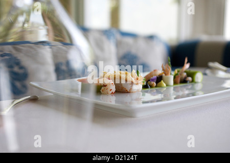 Vorspeisen im Gourmet-Restaurant Ocean, Küchenchef Hans Neuner, Vila Vita Hotel in der Nähe von Armacao de Pera, Algarve, Portugal, Europa Stockfoto