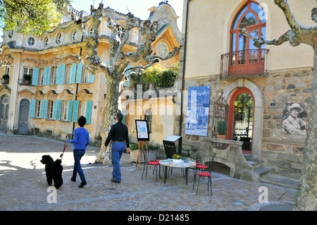 Menschen im Museum Hermann Hesse Montagnola am Lago di Lugano, Tessin, Schweiz, Europa Stockfoto