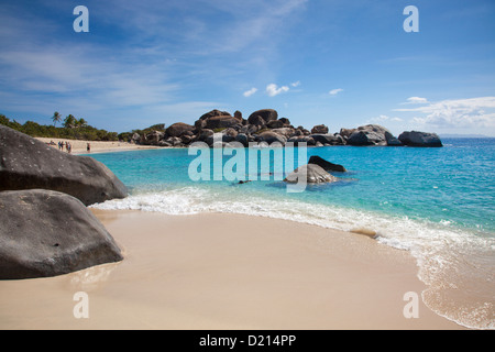 Riesigen Granitfelsen des Teufels Beach in der Nähe von The Baths, Virgin Gorda, Virgin Gorda, Britische Jungferninseln, Karibik Stockfoto