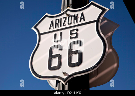 Route 66 Straßenschild, Kingman, Arizona, Vereinigte Staaten von Amerika, USA Stockfoto
