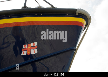Ein Close Up von der Vorderseite des ein RNLI-Rettungsboot Stockfoto